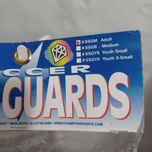 Champion Sports Soccer Shin Guards Size Adult Blue and White - Picture 5 of 8